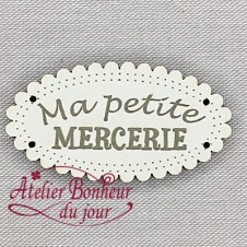 Bouton décoratif en bois "ma petite mercerie" Ivoire