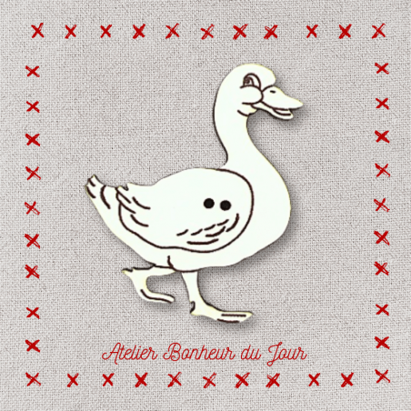 Decorative wooden button "Duck" Atelier bonheur du jour
