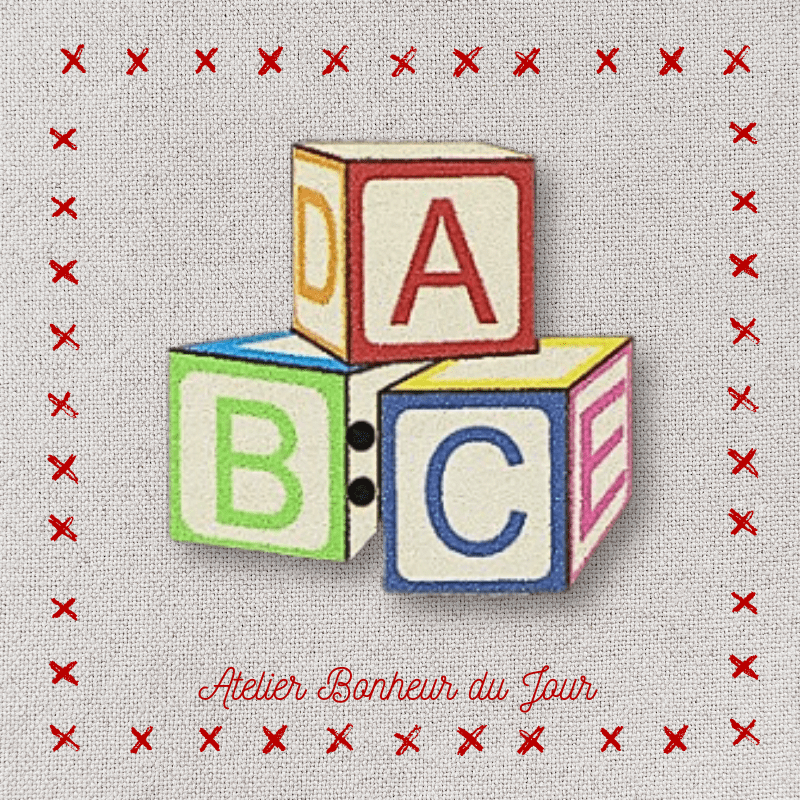Bouton décoratif en bois "cube ABC" Atelier Bonheur du jour