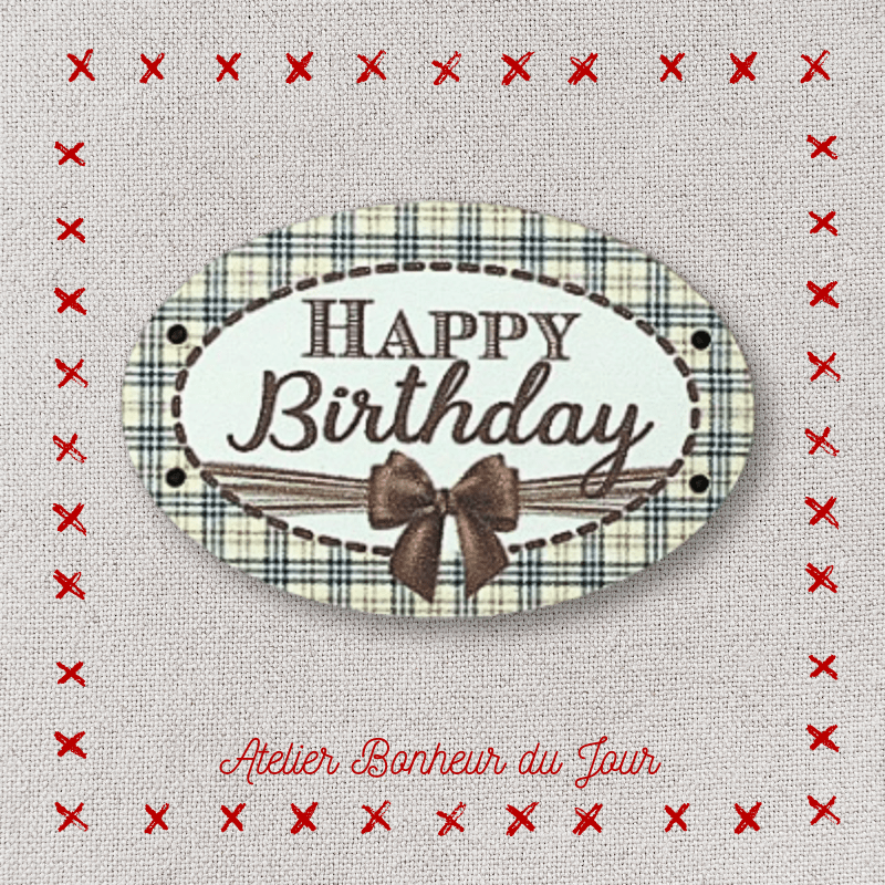 bouton décoratif en bois "Happy birthday” Marron- Atelier bonheur du jour