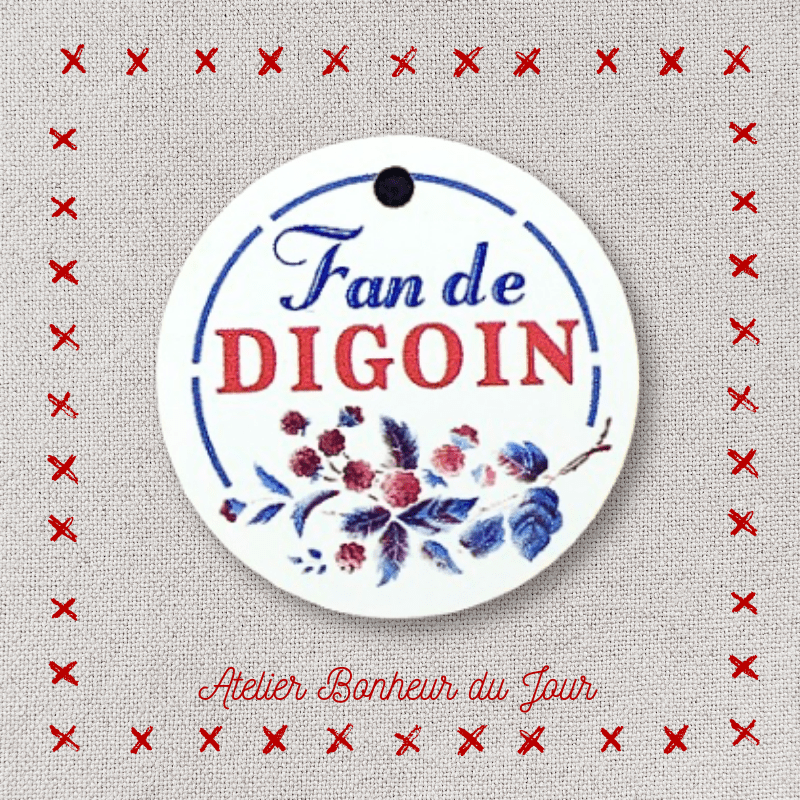 Bouton décoratif en bois "Fan de Digoin" décor les mûres Atelier bonheur du jour