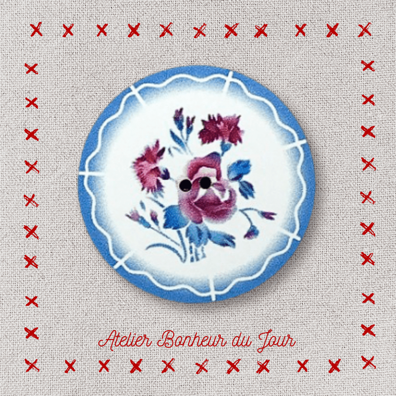 Decorative wooden buttons "Nina Rosa Digoin" Atelier Bonheur du jour