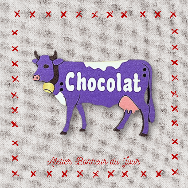 Bouton décoratif en bois "vache chocolat" Atelier bonheur du jour