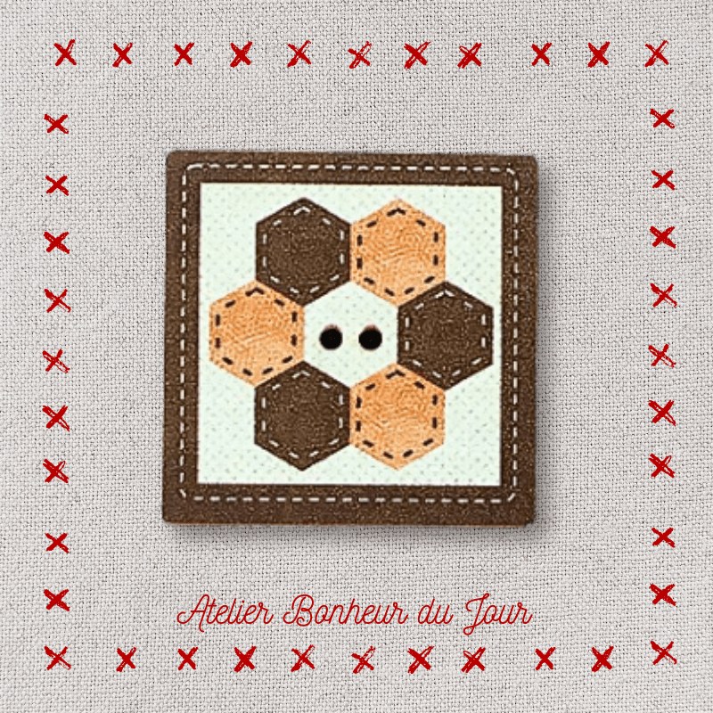 Bouton décoratif en bois "mini patch hexagone" Atelier bonheur du jour