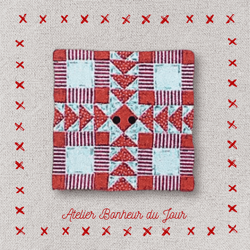 Bouton décoratif en bois "mini patch rouge" Carré Atelier bonheur du jour