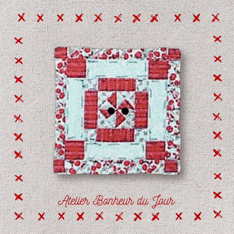 Bouton décoratif en bois "mini patch rouge" lot cabin Atelier bonheur du jour