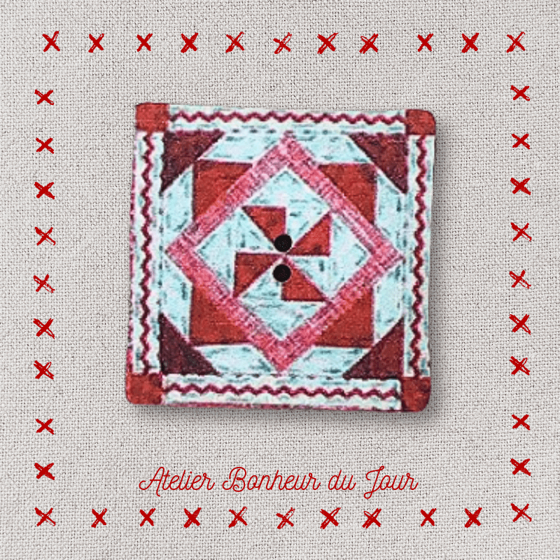 Bouton décoratif en bois "mini patch rouge" Moulin Atelier bonheur du jour