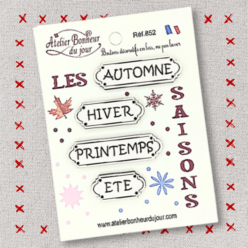 Pouch decorative wooden buttons "The seasons” Atelier bonheur du jour