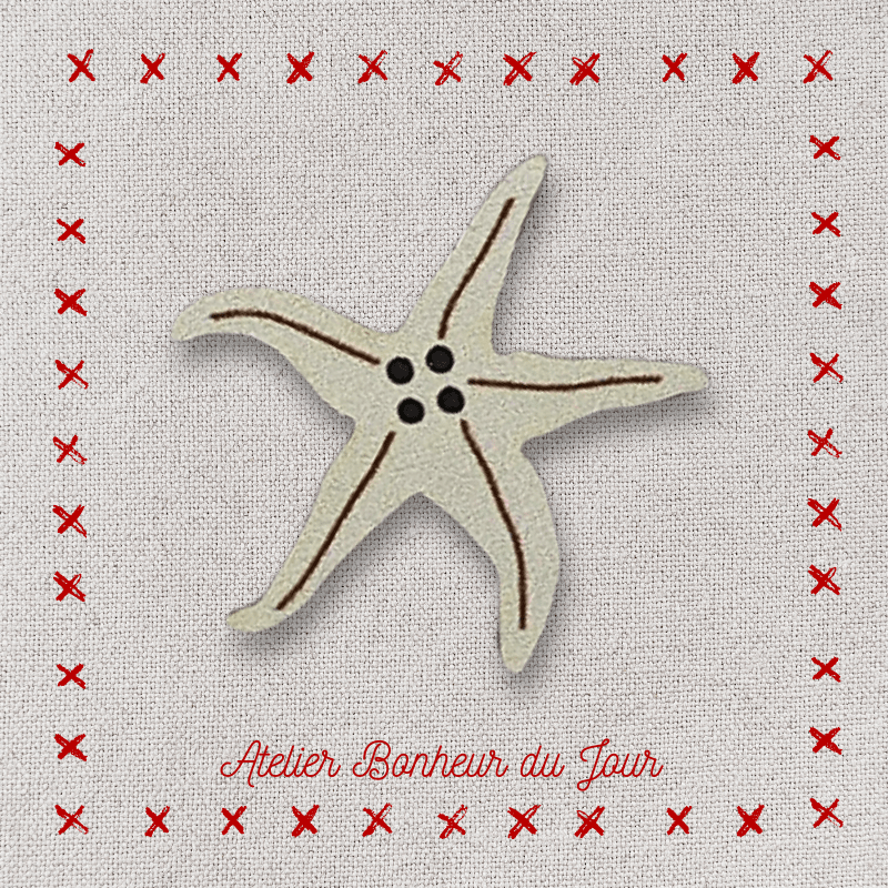 Decorative wooden button "Starfish" Atelier bonheur du jour