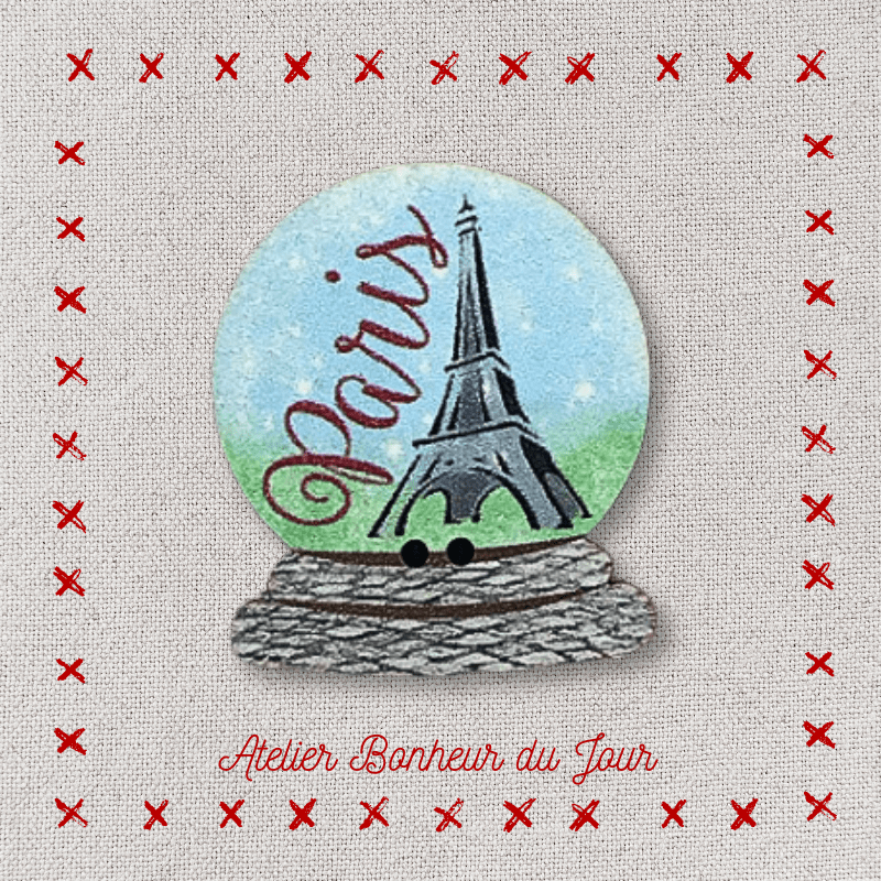 Bouton décoratif en bois "boule à neige tour Eiffel" Atelier bonheur du jour