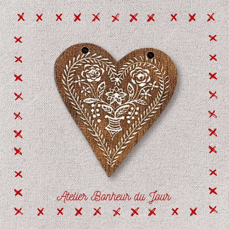 Bouton décoratif en bois "Coeur biscuit Alsacien" Atelier bonheur du jour