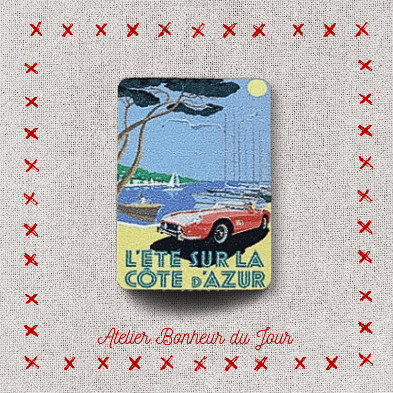 Bouton décoratif en bois "carte côte d'azur" petite plaque à coller Atelier bonheur du jour