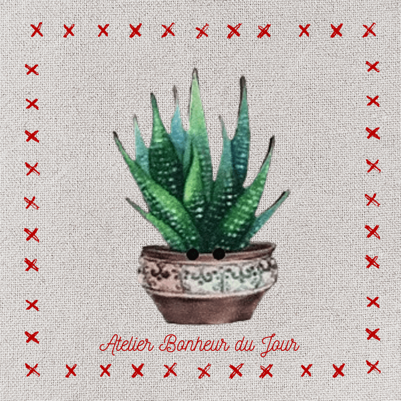 Bouton décoratif en bois "cactus Aloe vera" Atelier bonheur du jour