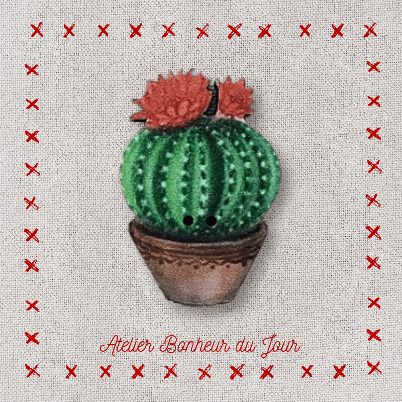 bouton décoratif en bois "Cactus Coussin de belle-mère" Atelier bonheur du jour