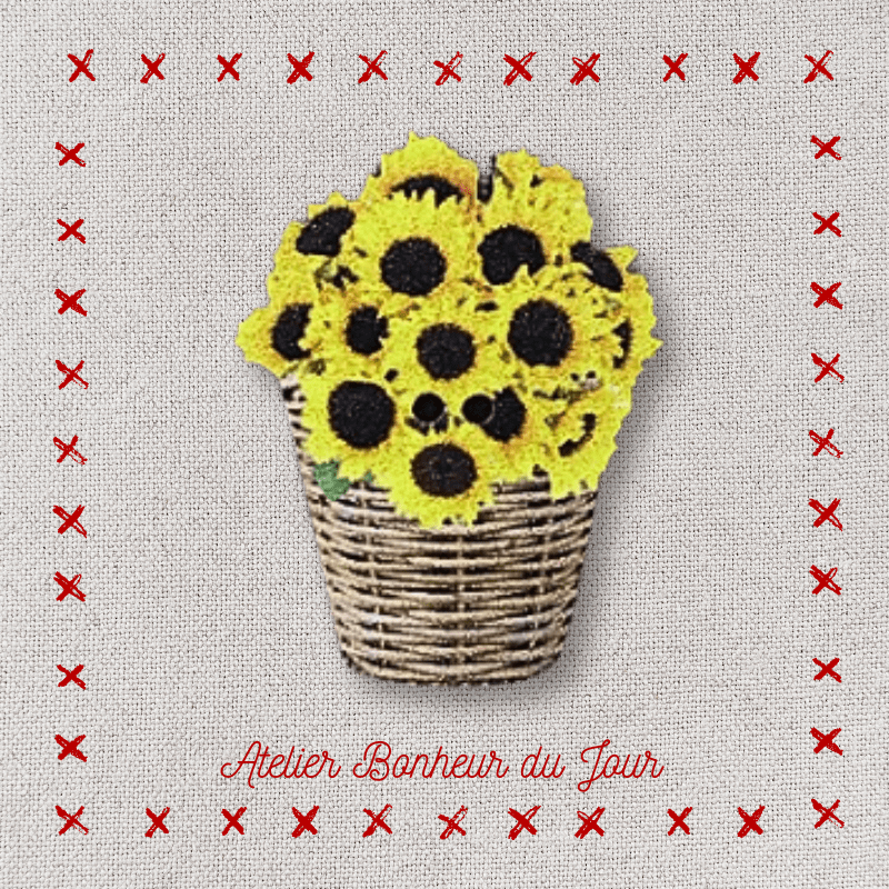 Bouton décoratif en bois "bouquet de tournesols" Atelier bonheur du jour
