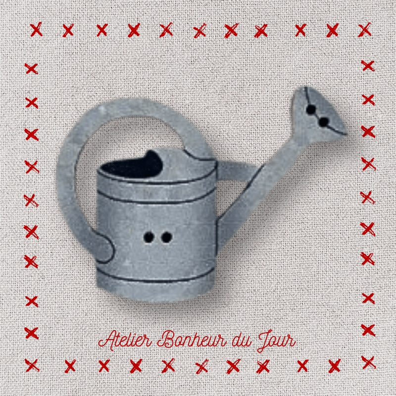Decorative wooden button "Grey watering can" Atelier Bonheur du jour