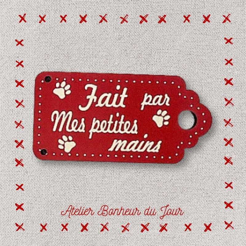 Bouton décoratif en bois "fait par mes petites mains" Atelier bonheur du jour