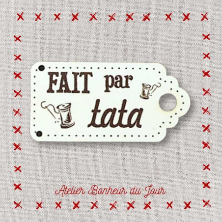 Decorative button - wooden label "Made by aunti" Atelier bonheur du jour