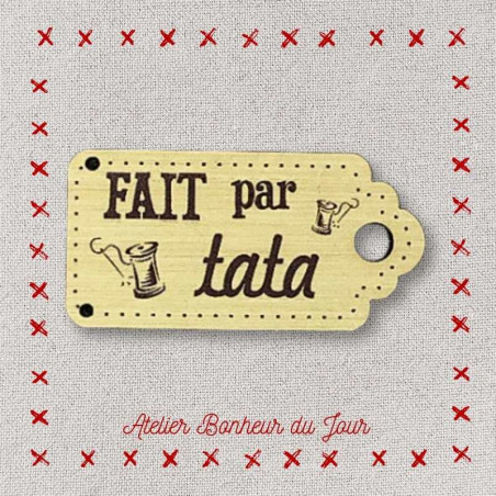 Decorative button - wooden label "Made by aunti" Atelier bonheur du jour