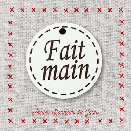 Decorative button - wooden medal “Handmade” Atelier bonheur du jour