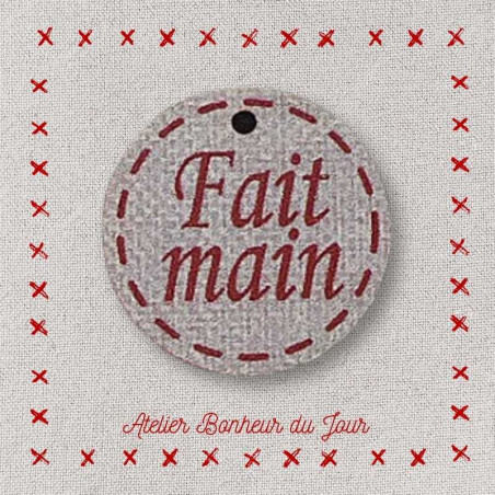 Decorative button - wooden medal “Handmade” Atelier bonheur du jour