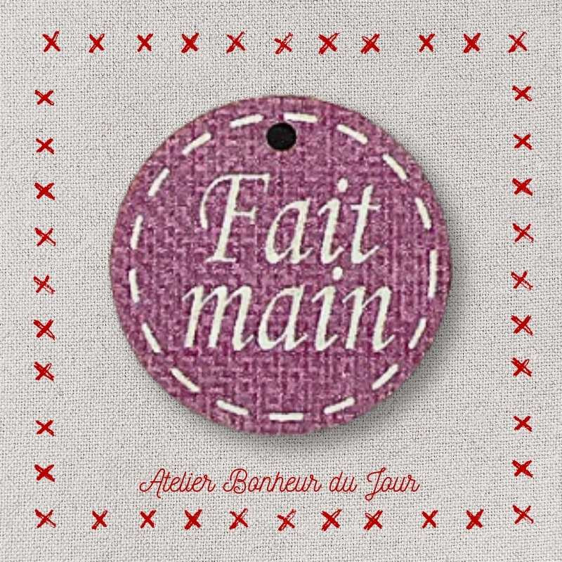Decorative button - wooden medal “Handmade” Atelier bonheur du jour