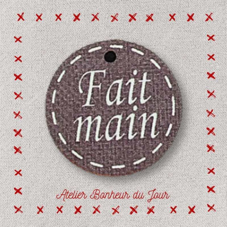 Decorative button - wooden medal “Handmade” Atelier bonheur du jour