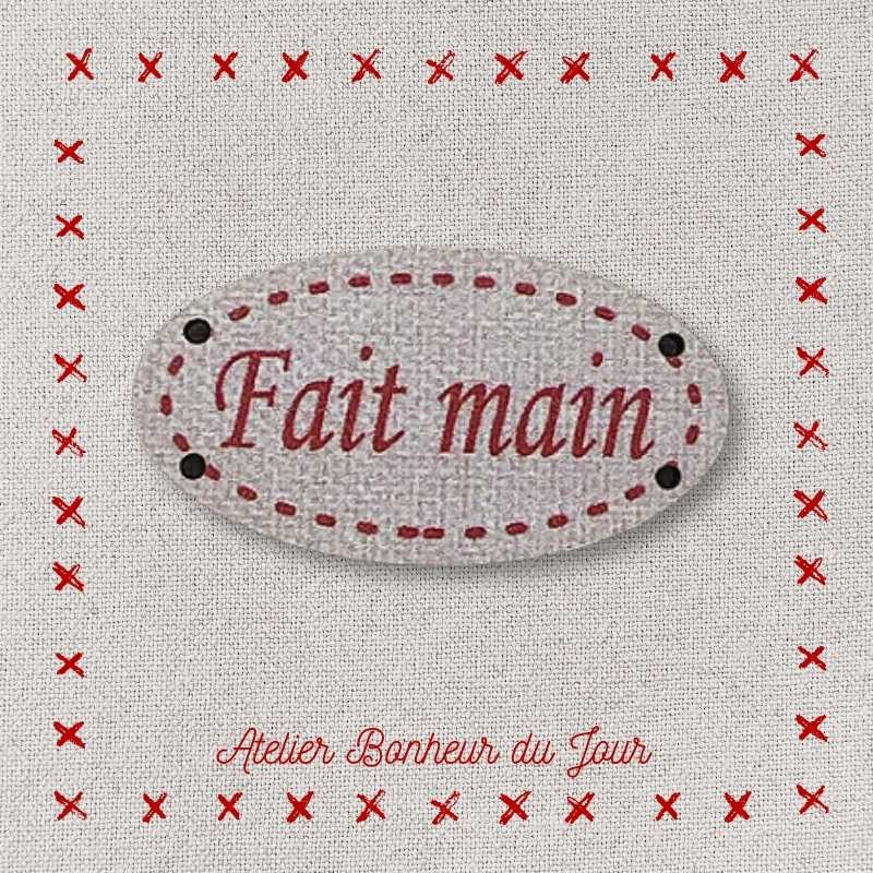 Decorative button - small plaque “Handmade” Atelier bonheur du jour