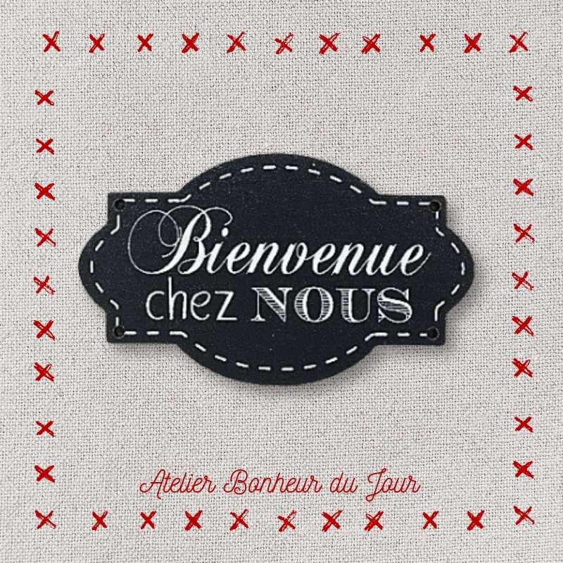 Bouton décoratif en bois "bienvenue chez nous" Atelier bonheur du jour