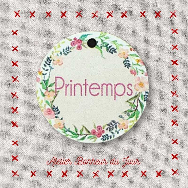 Decorative button - wooden medal "Spring" Atelier bonheur du jour