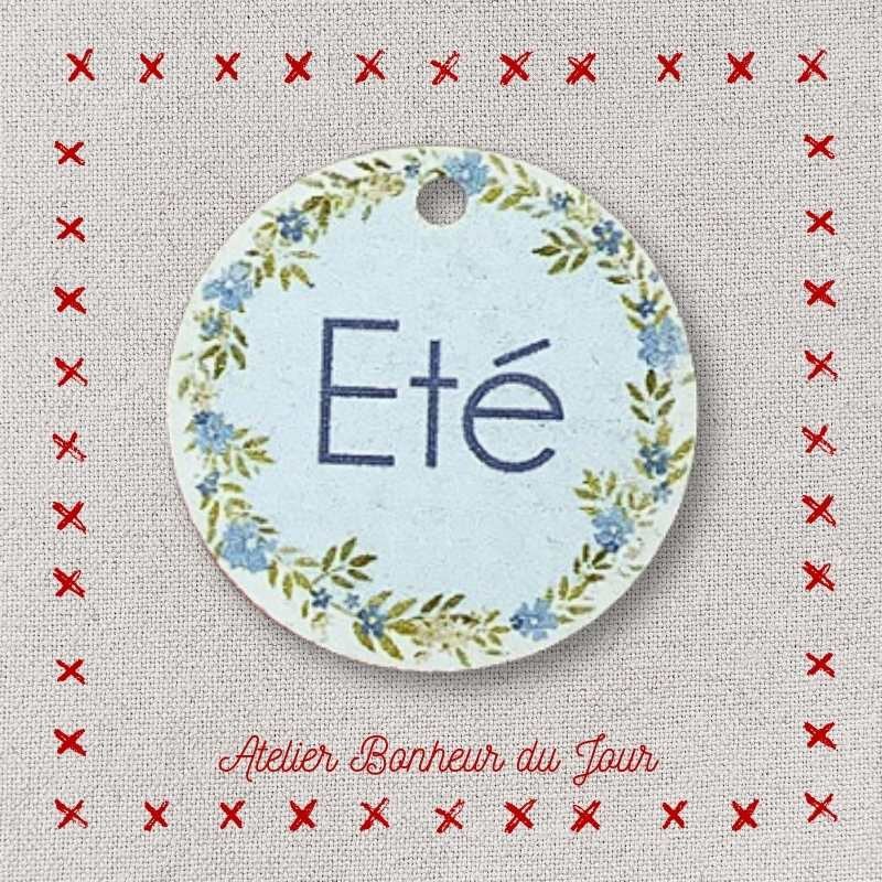 Decorative button - wooden medal "Summer" Atelier bonheur du jour
