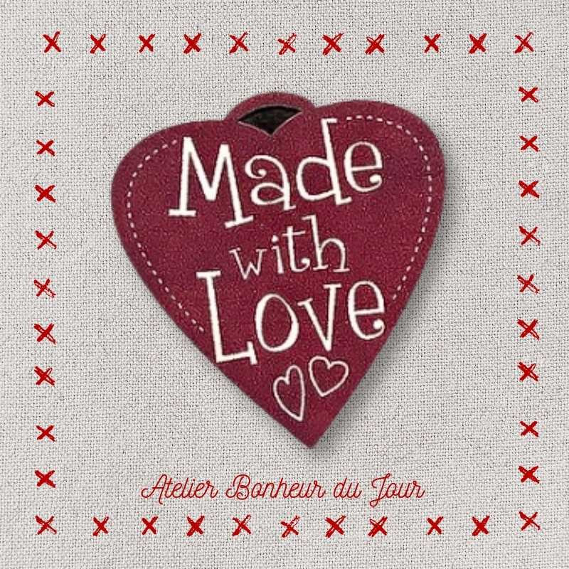 Médaille coeur en bois "Made with love" Coeur à suspendre Atelier bonheur du jour