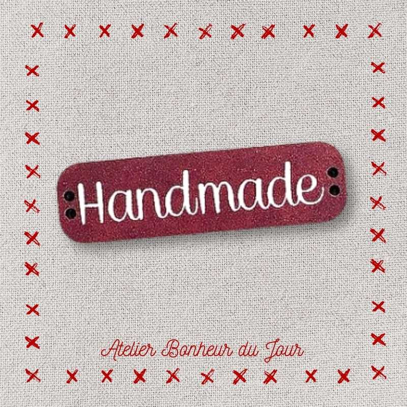 Decorative button - wooden small plaque “Handmade” Atelier bonheur du jour