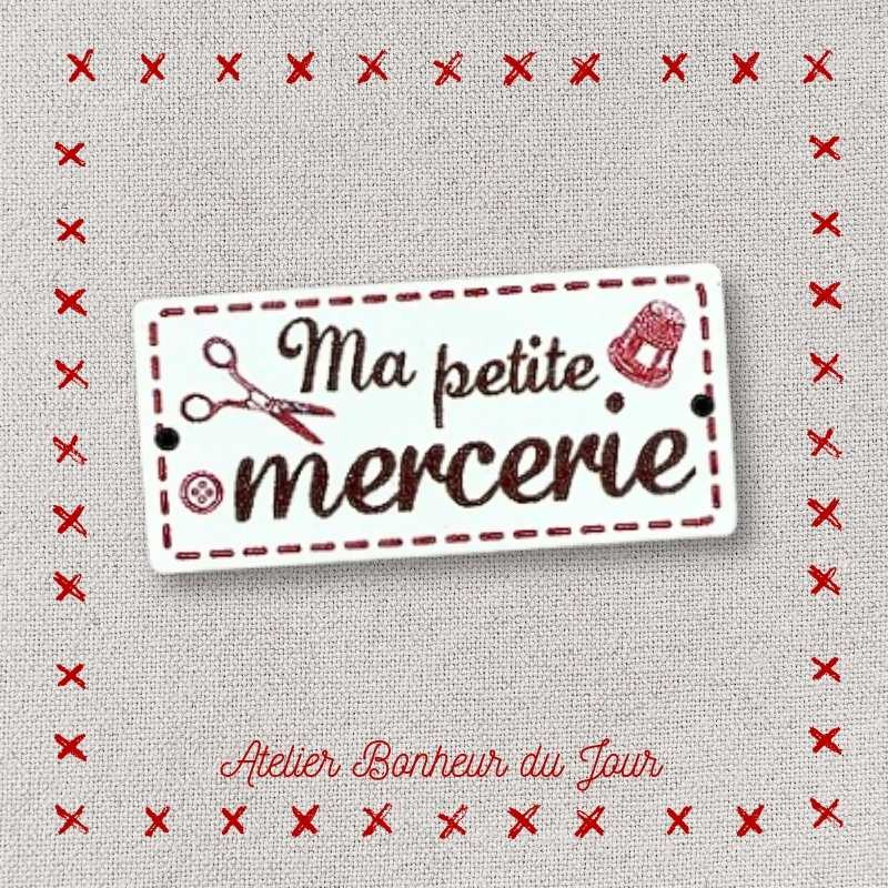 Decorative button - wooden small plaque “My little haberdashery” Atelier bonheur du jour