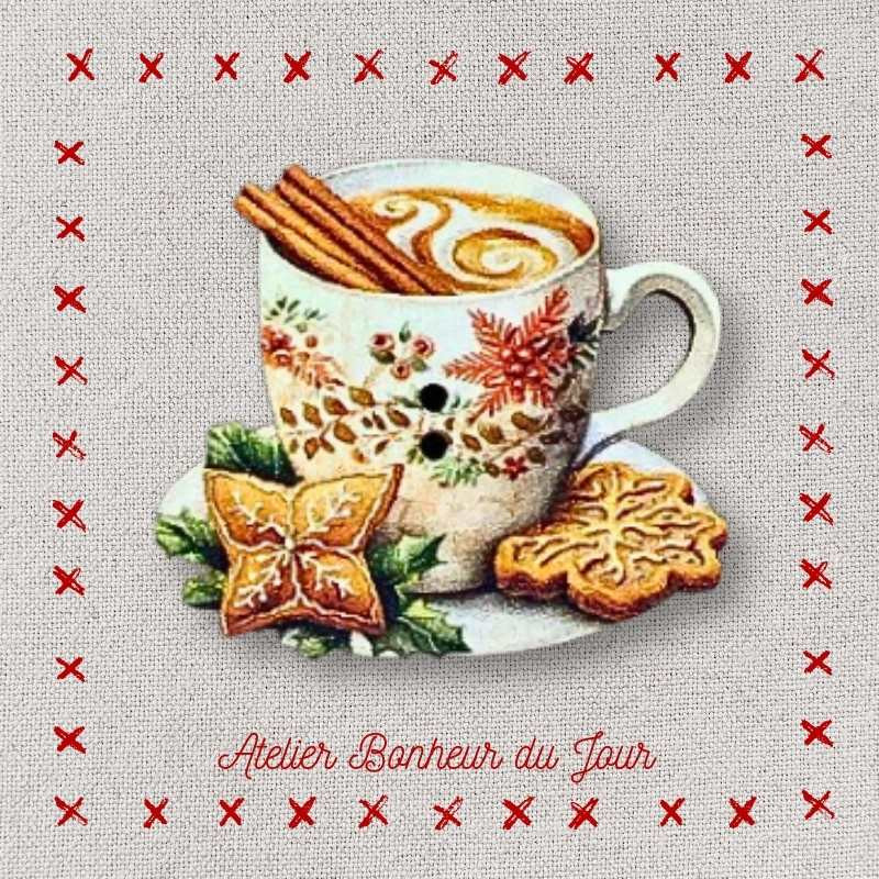 bouton décoratif en bois "Chocolat chaud" Atelier Bonheur du jour