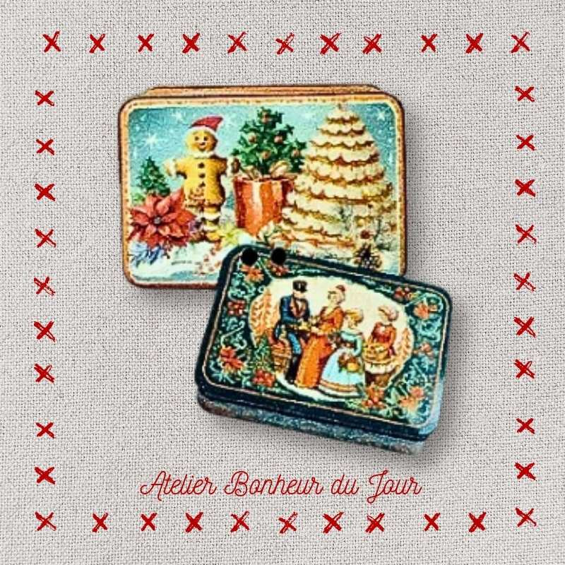 Decorative wooden button "Cookie boxes" Atelier Bonheur du jour