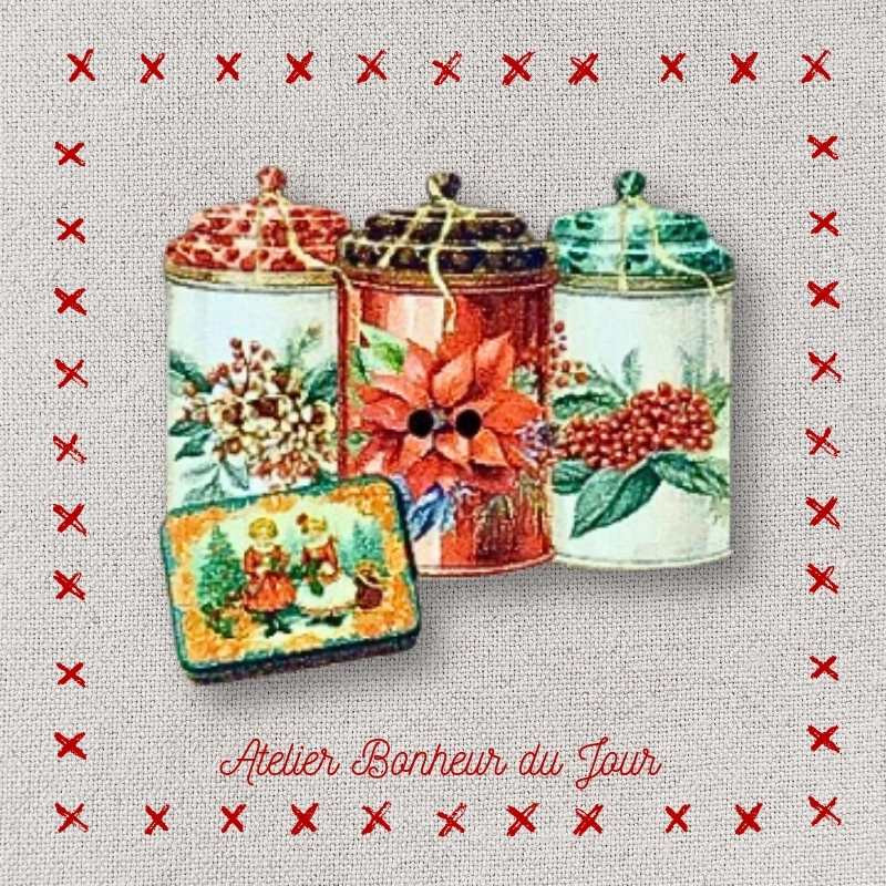 bouton décoratif en bois "Boites de Noël" Atelier Bonheur du jour