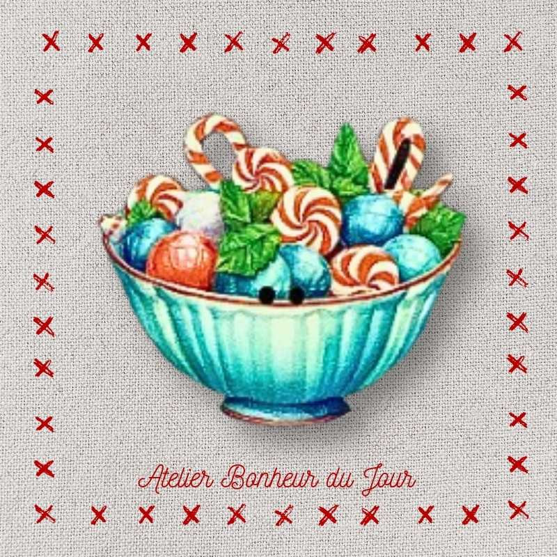 bouton décoratif en bois "Sucreries de Noël" Atelier Bonheur du jour