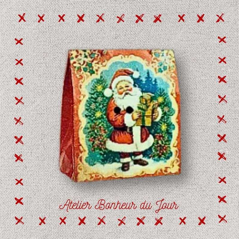 bouton décoratif en bois "Emballage Père Noël" Atelier Bonheur du jour