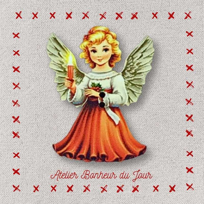 Decorative wooden button "Little angel" Atelier Bonheur du jour
