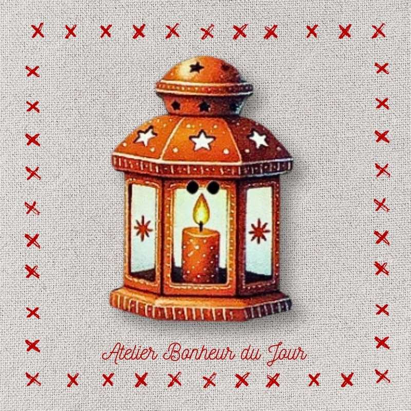 Decorative wooden button "Red Lantern" Atelier Bonheur du jour