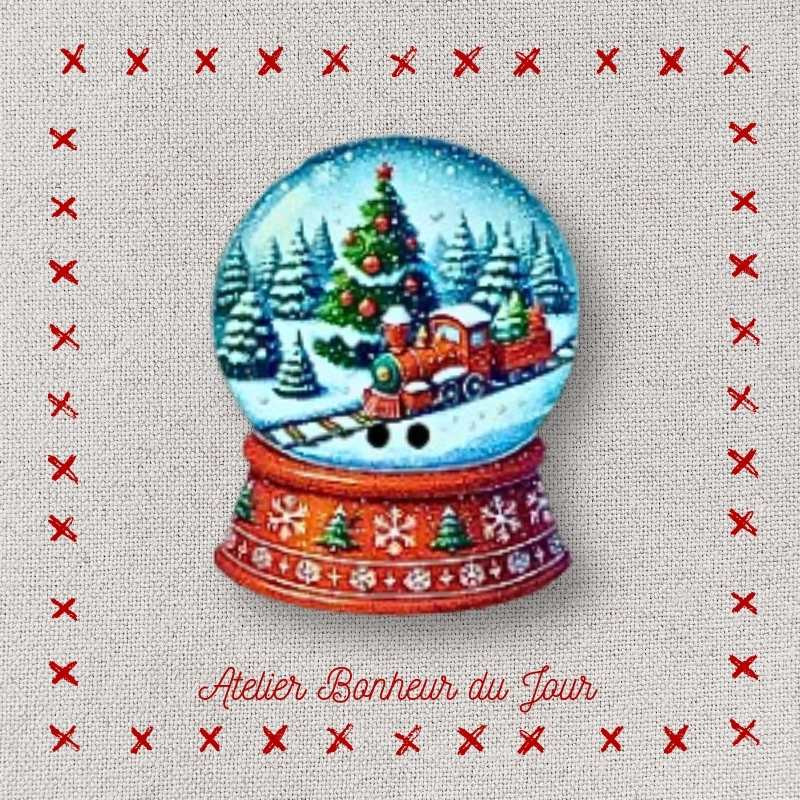Bouton décoratif en bois « boule À neige rouge » Atelier Bonheur du jour