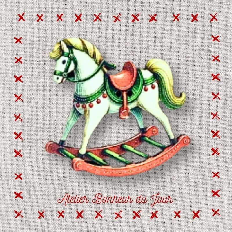 decorative wooden button "wooden horse" Atelier Bonheur du jour