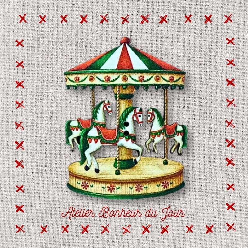 bouton décoratif en bois "Manège de Noël" Atelier Bonheur du jour