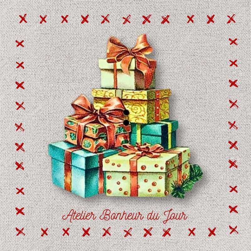 decorative wooden button "Lot of gifts" Atelier Bonheur du jour