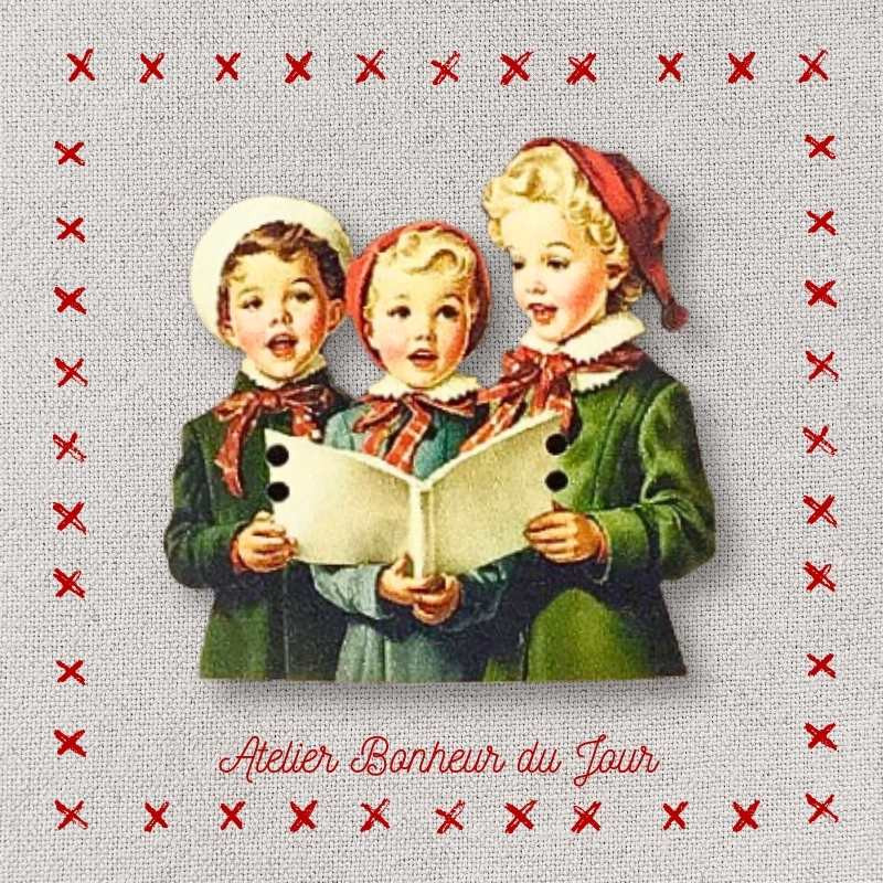 bouton décoratif en bois "Chants de Noël" Atelier Bonheur du jour