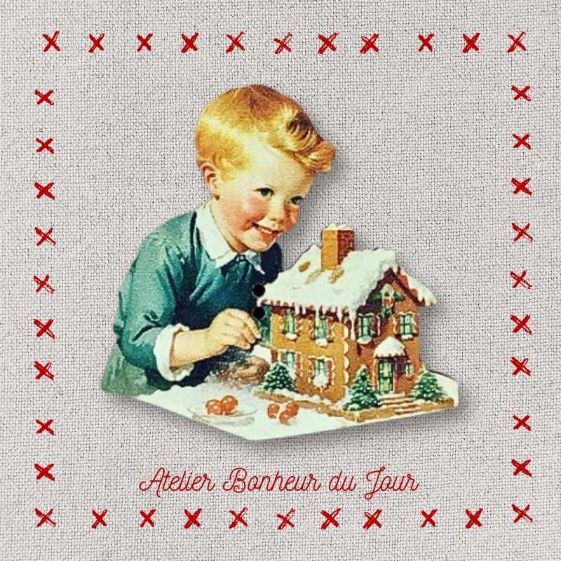 bouton décoratif en bois "Garçon pâtissier" Atelier Bonheur du jour