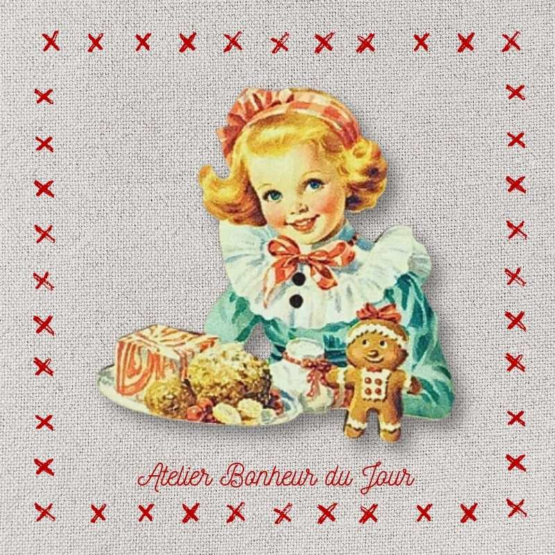 decorative wooden button "Little pastry chef" Atelier Bonheur du jour