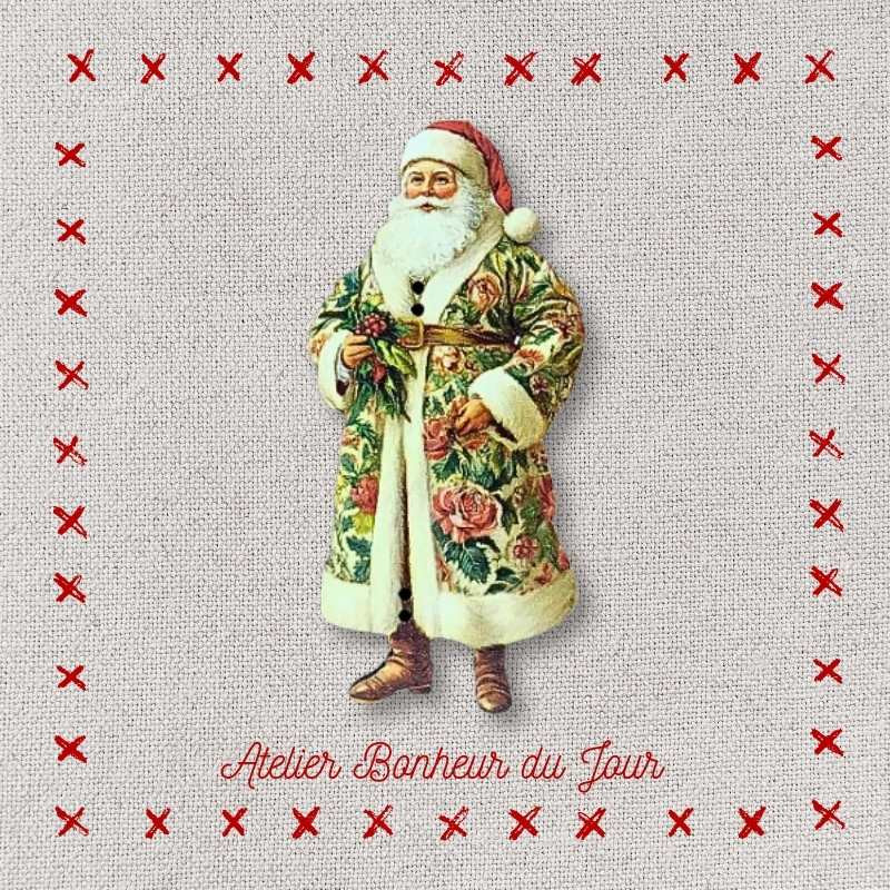 decorative wooden button "Santa Claus and his long coat" Atelier Bonheur du jour