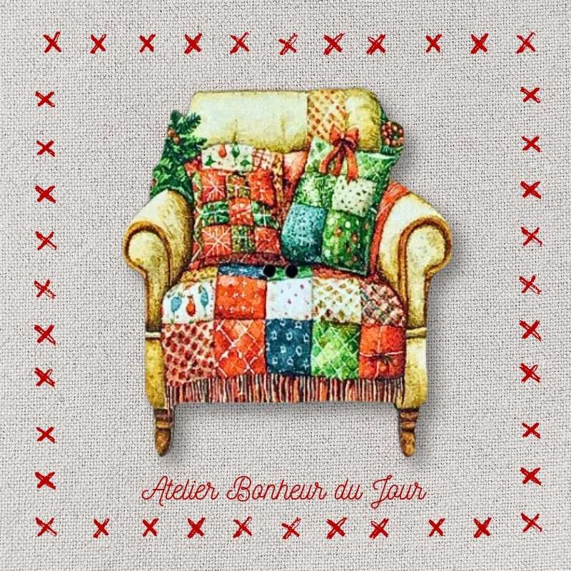 bouton décoratif en bois "Fauteuil de Noël" Atelier Bonheur du jour